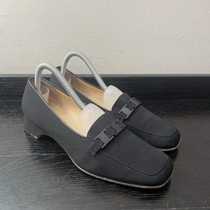 Salvatore Ferragamo Slip On Low Heel Mules Logo Buckle Black SZ 8.5 DL 07372 A39